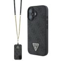 Guess nakładka Leather Metal Logo Strass Crossbody do iPhone 16 6,1" GUHCP16SP4TDSCPK czarna