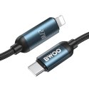 BWOO kabel USB-C - Lightning 1m 27W z wyświetlaczem led pleciony czarny