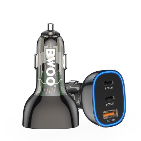 BWOO ładowarka samochodowa PD 2x USB-C 1x USB 68W czarna