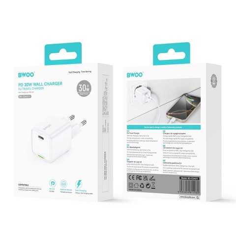 BWOO ładowarka sieciowa 30W PD GaN USB-C biała