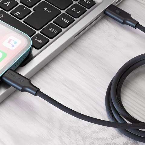 Proove kabel Striped Silicone USB-C - Lightning 1m 3A czarny