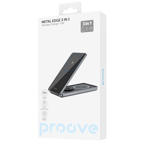 Ładowarka bezprzewodowa Proove Metal Edge 3w1 szara 15W