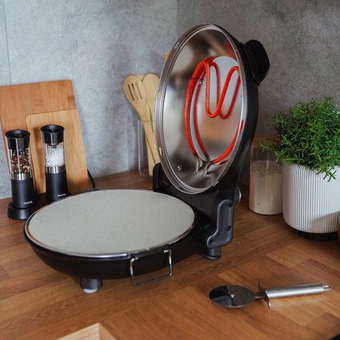 Piekarnik do pizzy Huslog 1200W z kamieniem 32 cm 420°C