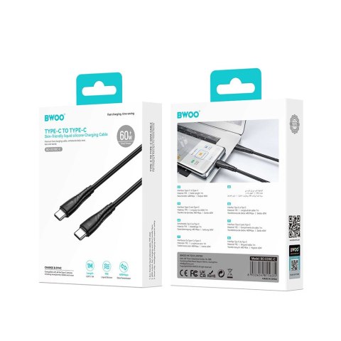 BWOO kabel USB-C - USB-C 60W BO-X318 1m czarny