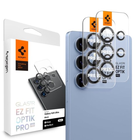 Spigen osłona aparatu Optik Pro Glas.Tr "EZ Fit" Camera Protector 2-Pack do Samsung Galaxy S25 Ultra Czarna