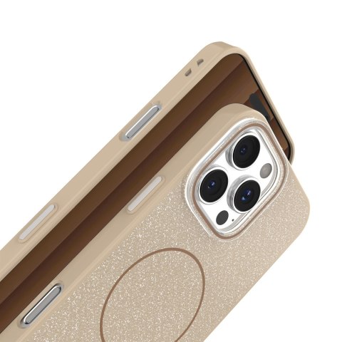 Nakładka Glitter Thin Mag do iPhone 15 6,1" brązowa