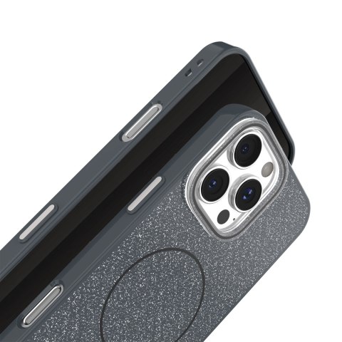 Nakładka Glitter Thin Mag do iPhone 16 6,1" czarna