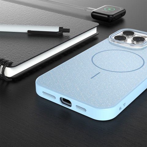 Nakładka Glitter Thin Mag do iPhone 16 Pro 6,3" niebieska
