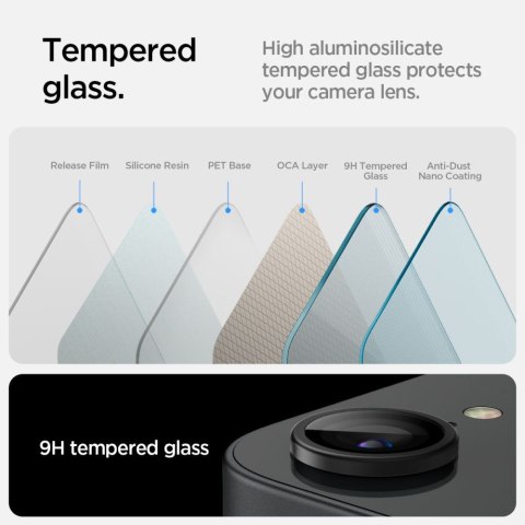 Spigen osłona aparatu Optik Pro Glas.TR „EZ Fit" Camera Protector 2-Pack do iPhone 16E Czarna