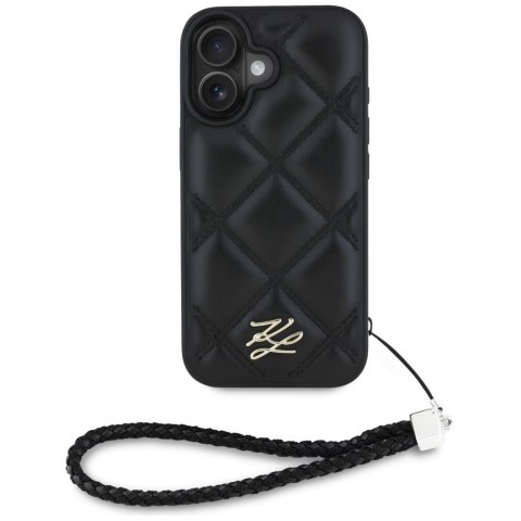 Karl Lagerfeld Nakładka HC Quilted PU Initial Logo & Chain Strap do iPhone 16 Czarna