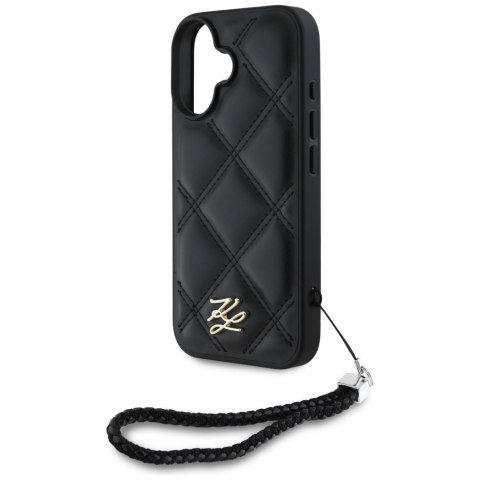 Karl Lagerfeld Nakładka HC Quilted PU Initial Logo & Chain Strap do iPhone 16 Czarna
