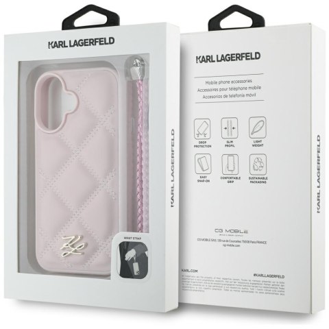 Karl Lagerfeld Nakładka HC Quilted PU Initial Logo & Chain Strap do iPhone 16 Różowa