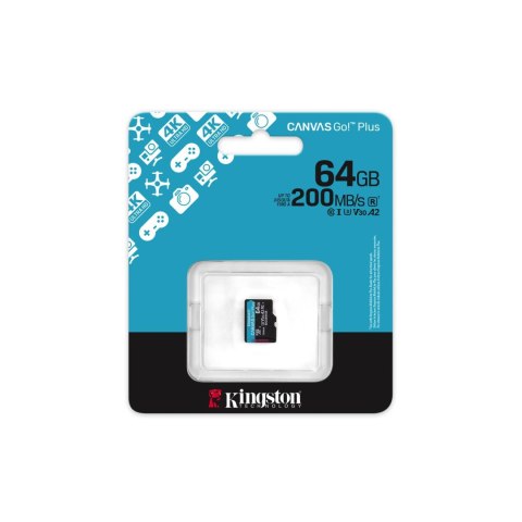 Kingston karta pamięci 64GB microSDXC Canvas Go Plus Gen4 200MB/s A2 U3 V30