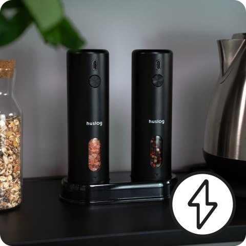 Huslog Zestaw młynków elektrycznych z ładowaniem na USB