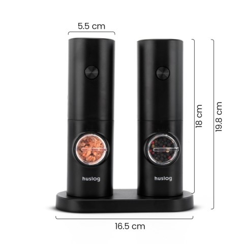 Zestaw młynków elektrycznych Huslog LED regulacja 70ml HUS1034