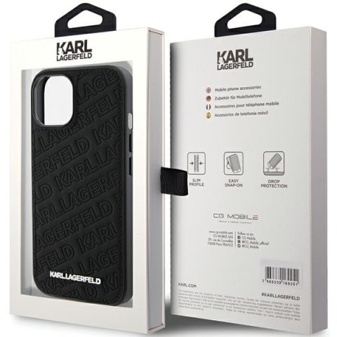 Karl Lagerfeld nakładka do iPhone 15 6,1" KLHCP15SPQKPMK czarna HC QUILTED K PATTERN