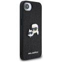 Karl Lagerfeld Nakładka HC Fixed Glitter K&C Heads Logo Metal Pin do iPhone 16e Czarna