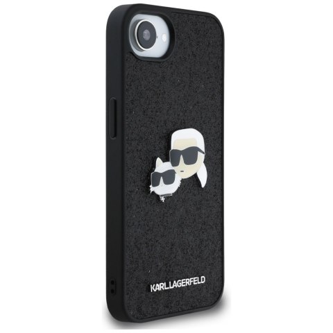 Karl Lagerfeld Nakładka HC Fixed Glitter K&C Heads Logo Metal Pin do iPhone 16e Czarna