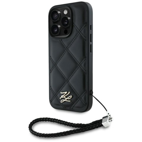 Karl Lagerfeld Nakładka HC Quilted PU Initial Logo & Chain Strap do iPhone 16 Pro Czarna