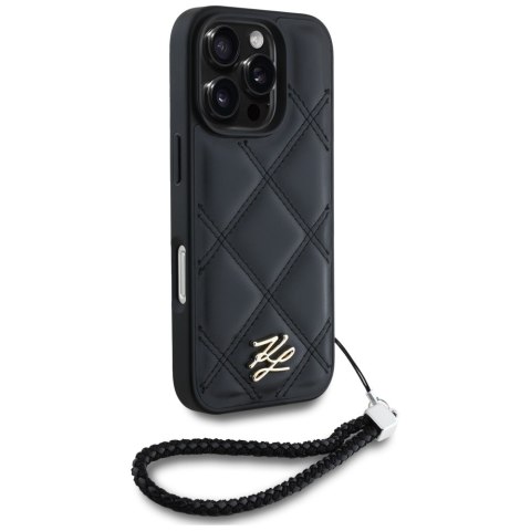 Karl Lagerfeld Nakładka HC Quilted PU Initial Logo & Chain Strap do iPhone 16 Pro Czarna