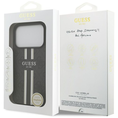 Guess nakładka 4G Printed Stripes MagSafe do iPhone 17 Pro czarna