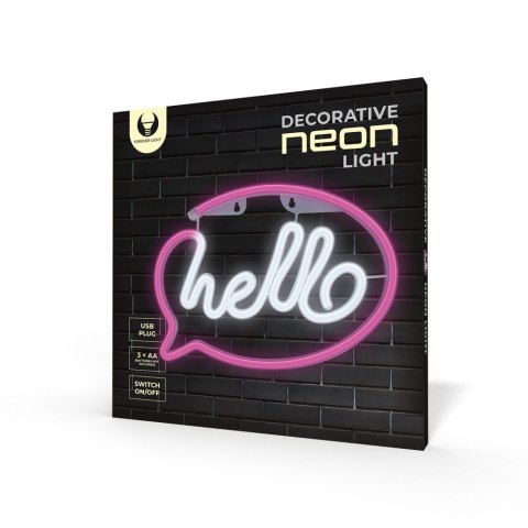 Neon LED HELLO róż biały Bat + USB FLNE15 Forever Light