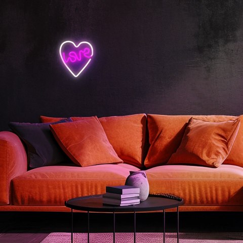 Neon LED LOVE W SERCU fiolet biały NNE02 Neolia