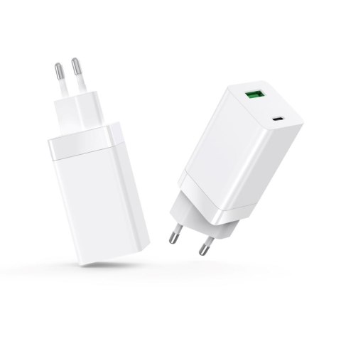 Setty ładowarka sieciowa GAN PD+QC USB + USB-C 65W LSI-02 biała JO