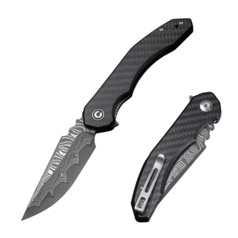 Nóż składany Civivi Bluetick CF Overlay on Black G10, Damascus by Bryan Montalvo (C23050-DS2)