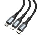 BWOO kabel 3w1 USB - USB-C, Lightning, Micro USB 1m 3A X274 czarny