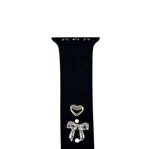 Pin Charms zestaw do paska do zegarka kokardka srebny