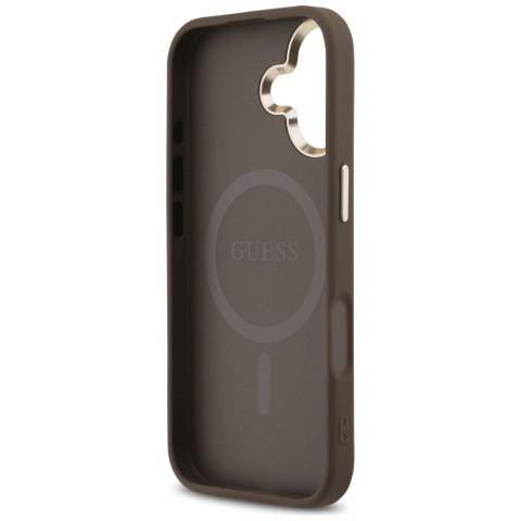 Guess Nakładka Magsafe 4G PU Leather Case With Triangle Logo And Gold Metal Camera Frame Do iPhone 17 Czarna