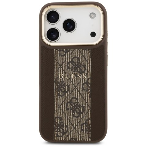 Guess nakładka do iPhone 17 Pro HC MAGSAFE PU W/ 4G PU STRIPE brązowa