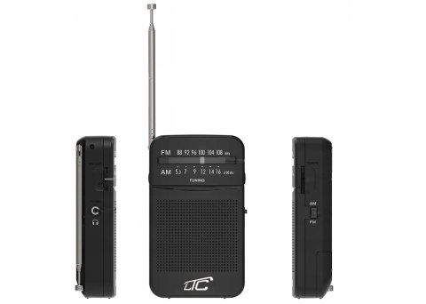LTC przenośne radio kieszonkowe LEGA, AM/FM, mini jack, czarne