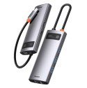 Baseus stacja dokująca Metal Gleam Series 6-in-1 Multifunctional Type-C HUB szara(Type-C to HDMI*1+USB3.0*3+PD*1+RJ45*1)