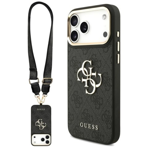 Guess Nakładka 4G PU Leather Case Big 4G And Classic Logo With Big 4G PU Nylon Strap And Metal Camera And Buttons Do iPhone 17 P
