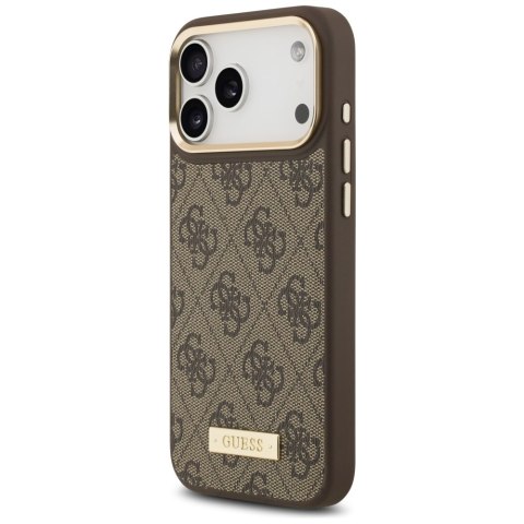 Guess nakładka 4G Logo Plate MagSafe do iPhone 17 Pro Max brązowa