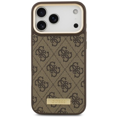 Guess nakładka 4G Logo Plate MagSafe do iPhone 17 Pro Max brązowa