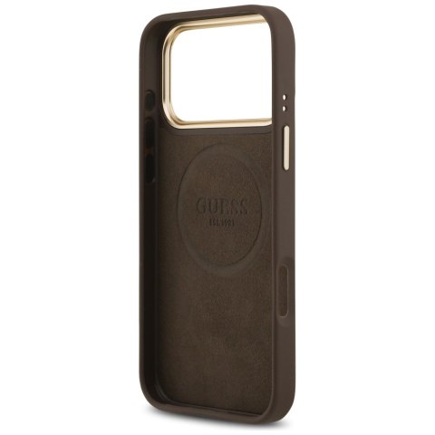 Guess nakładka 4G Logo Plate MagSafe do iPhone 17 Pro Max brązowa