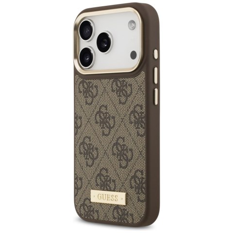 Guess nakładka 4G Logo Plate MagSafe do iPhone 17 Pro brązowa