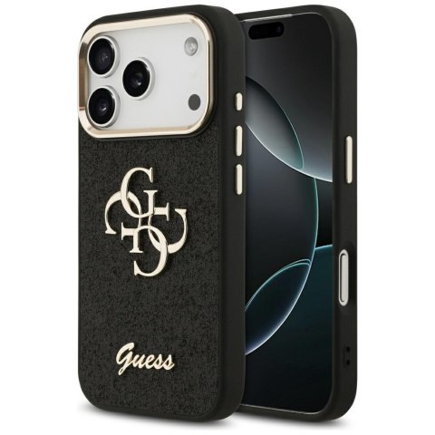 Guess nakładka Fixed Glitter Big 4G Metal Frame do iPhone 17 Pro czarna