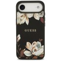 Guess nakładka Grained Flowers Classic Logo MagSafe do iPhone Air czarna