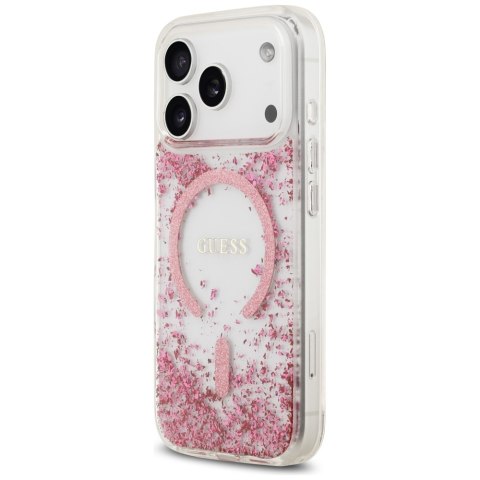 Guess nakładka Resin Bottom Glitter MagSafe do iPhone 17 Pro różowa