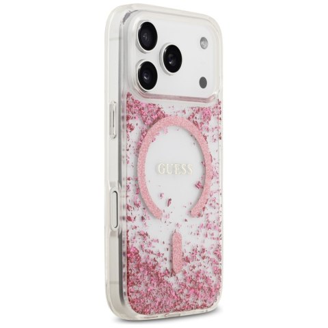 Guess nakładka Resin Bottom Glitter MagSafe do iPhone 17 Pro różowa