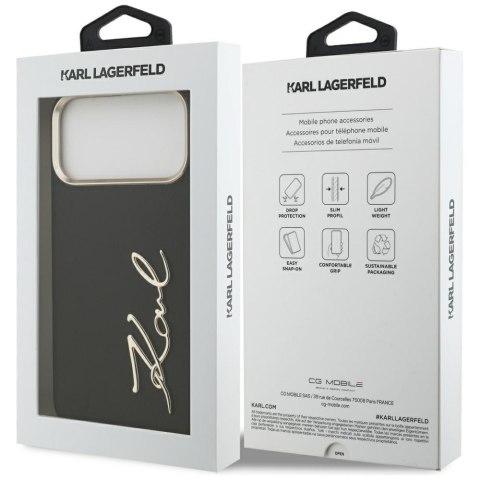 Karl Lagerfeld nakładka PU leather case with Karl script logo and metal camera buttons do iPhone 17 Pro Max beżowa