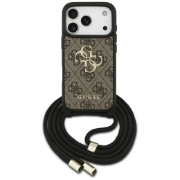 Guess nakładka 4G Big Logo Cord Stap Crossbody do iPhone 17 Pro brązowa