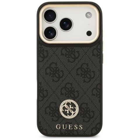 Guess nakładka 4G Strass Logo & Big Strap Metal Buttons MagSafe do iPhone 17 Pro czarna
