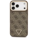 Guess nakładka 4G Triangle Logo & Big Strap Metal Buttons MagSafe do iPhone 17 Pro Max brązowa