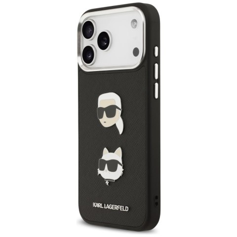 Karl Lagerfeld nakładka FW Grained Karl & Choupette Heads Pins & Logo do iPhone 17 Pro Max czarna