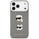 Karl Lagerfeld nakładka FW Grained Karl & Choupette Heads Pins & Logo do iPhone 17 Pro Max szara